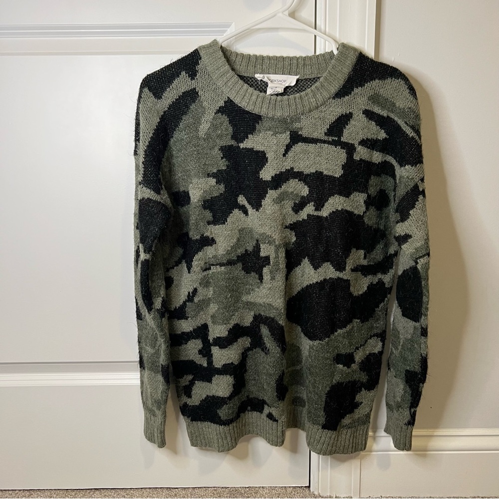 Workshop republic clothing‎ Faux Fur Sweatshirt Camouflage Sweater Size Small